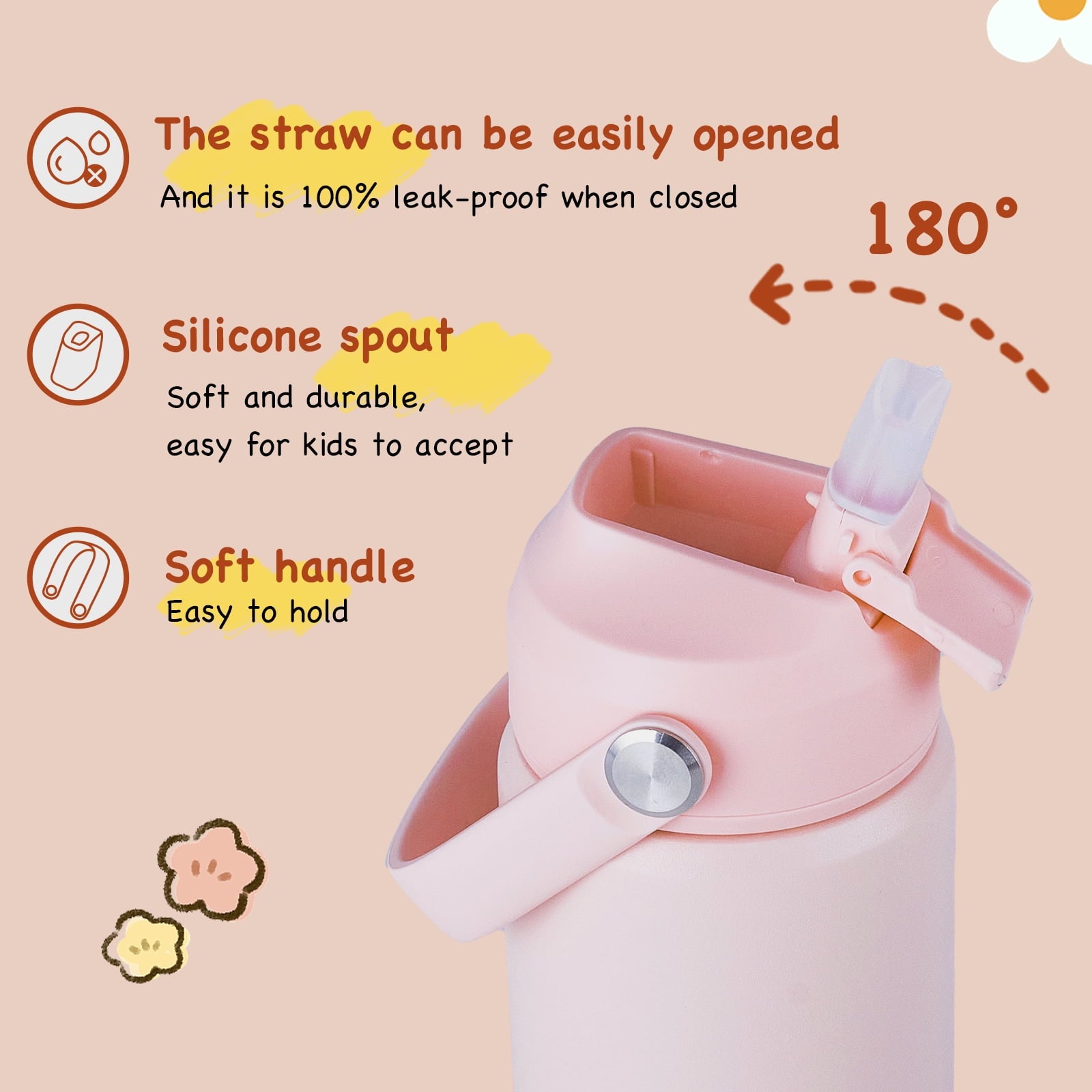 Hawsaiy 12oz Kids Insulated Water Bottle with Straw Lid, Leak-Proof Stainless Steel BPA-Free Thermos for School Boys and Girls