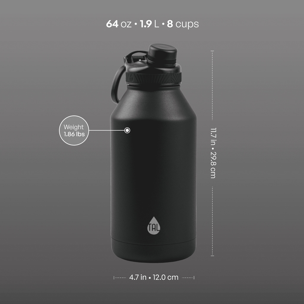 TAL 64oz Stainless Steel Ranger Water Bottle, Black