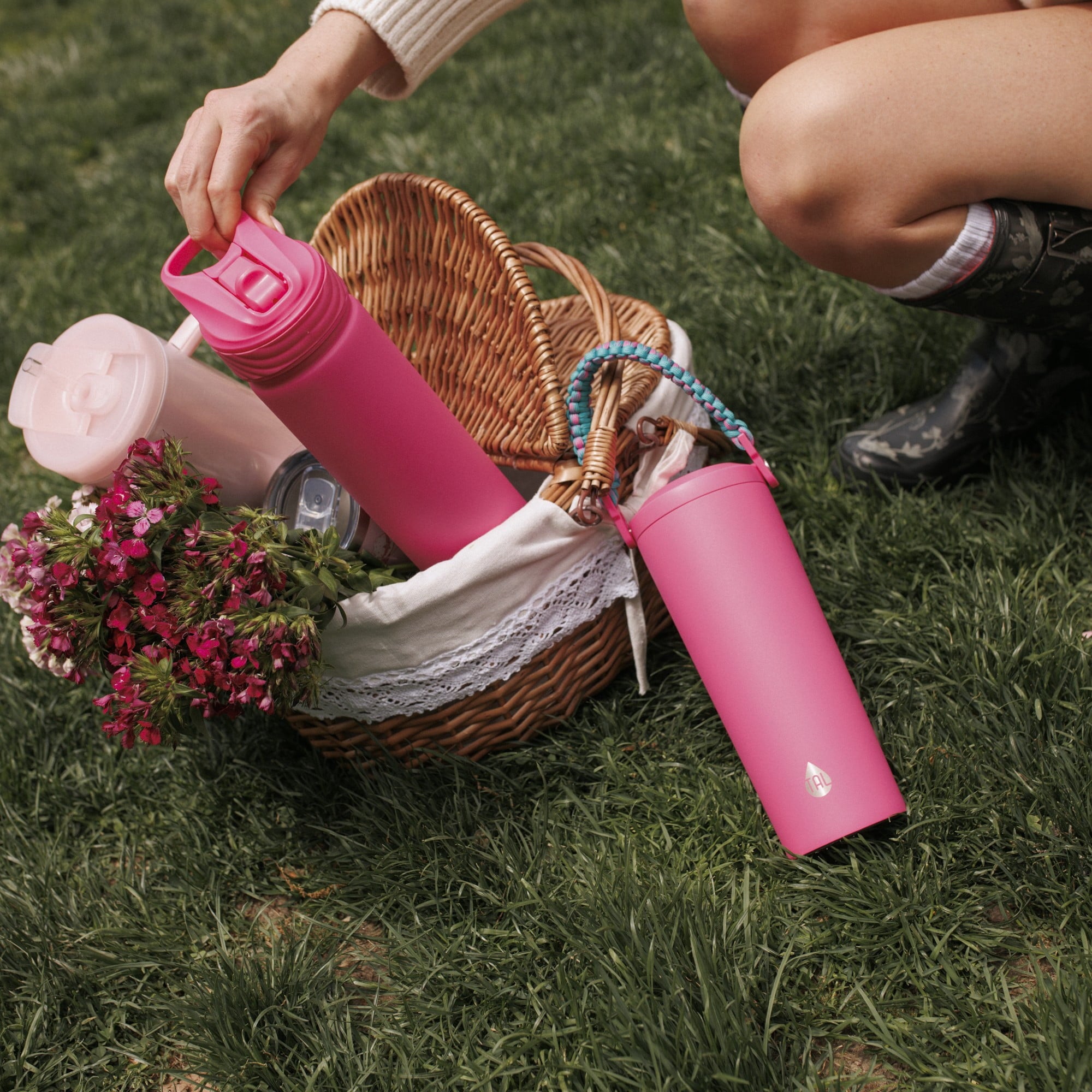 TAL 26oz Stainless Steel Ranger Water Bottle with Easy Sip Straw, Hot Pink