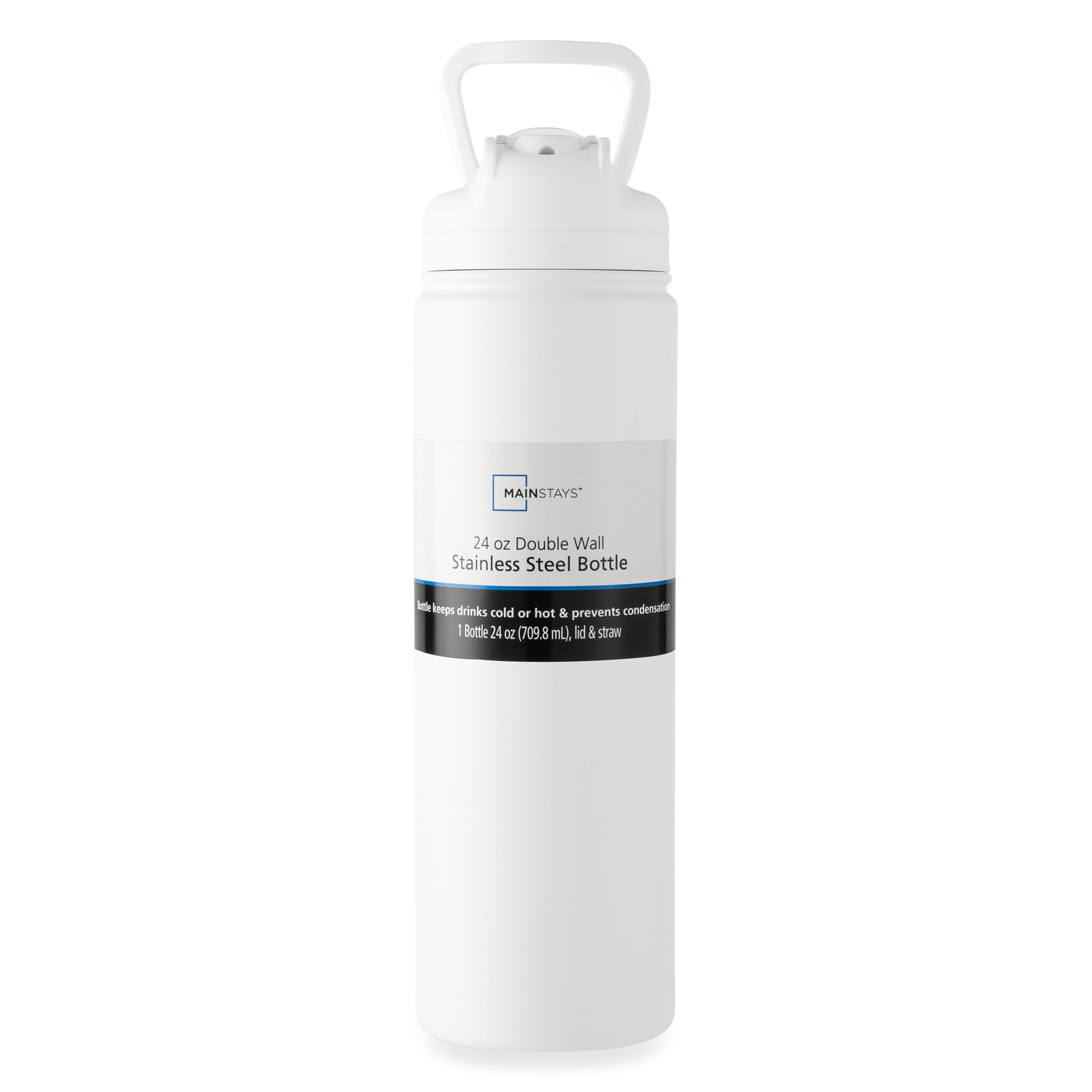 Mainstays 24 oz Stainless Steel Sip Water Bottle, White