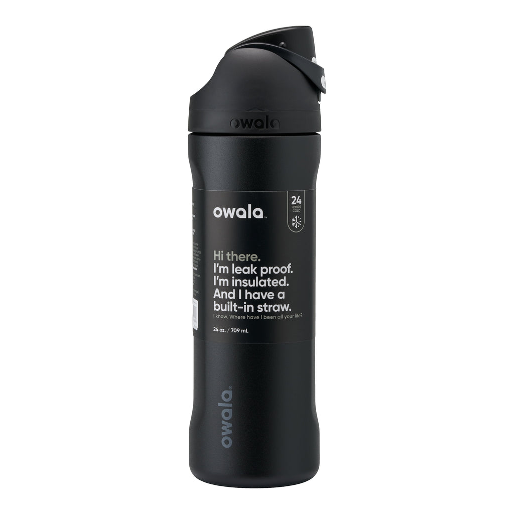 Owala FreeSip Stainless Steel Water Bottle, 24oz, Very Very Black