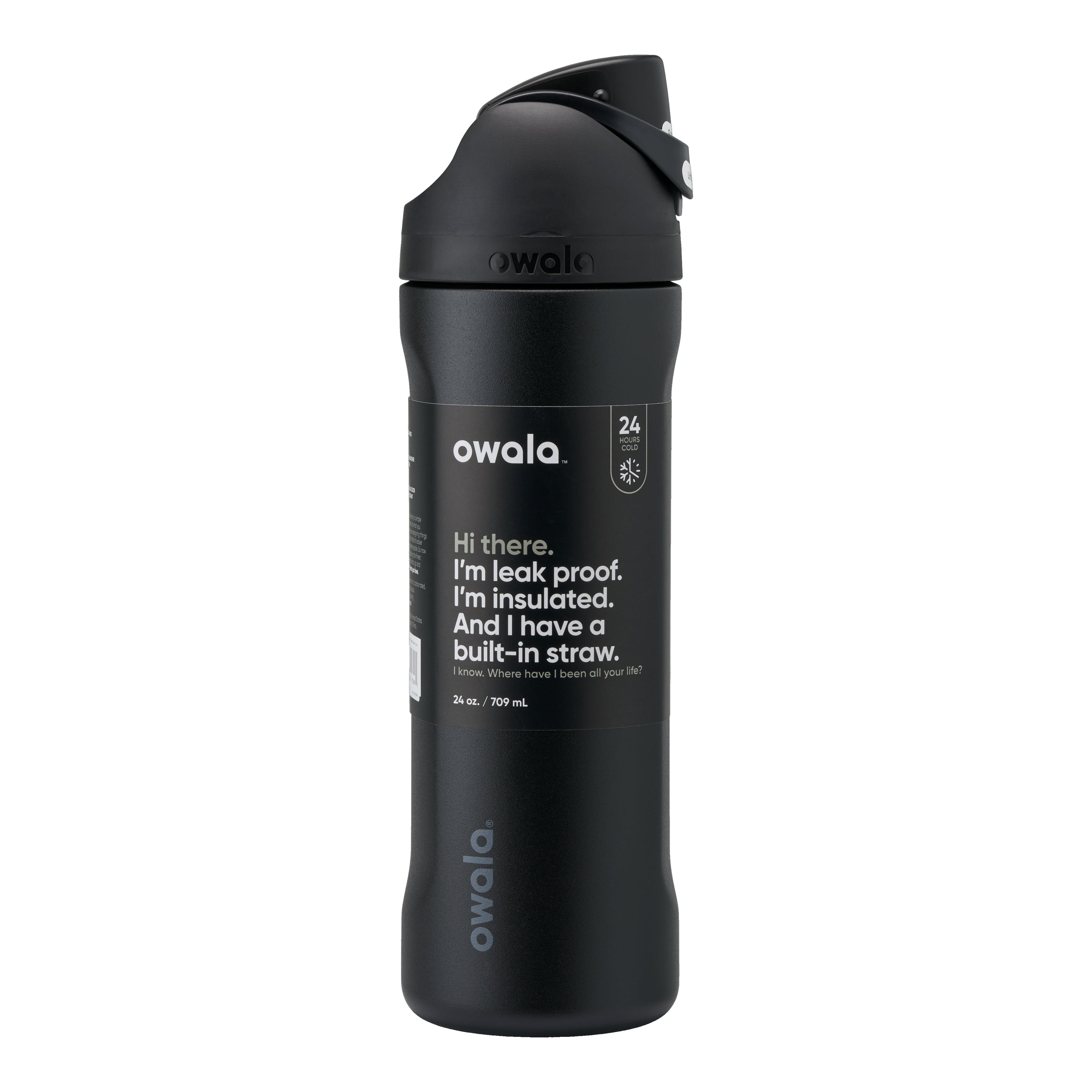 Owala FreeSip Stainless Steel Water Bottle, 24oz, Very Very Black