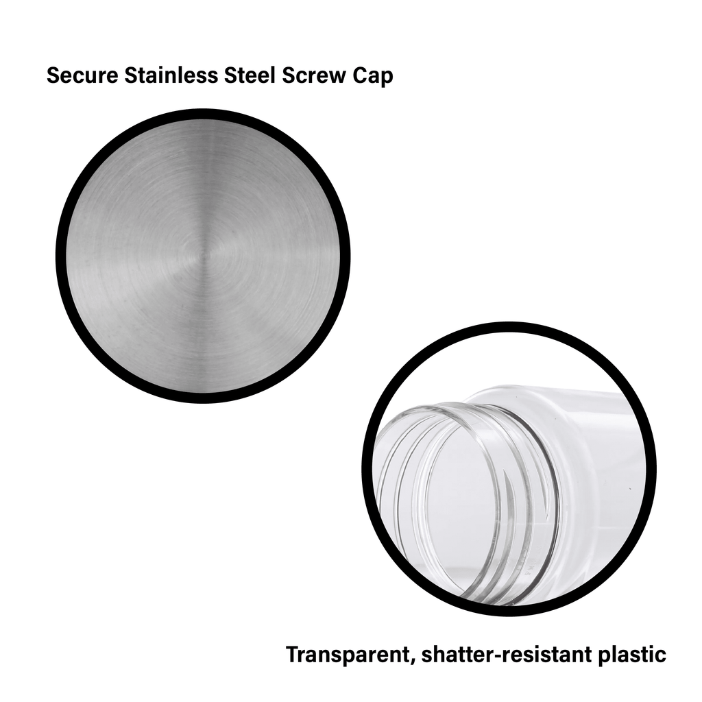 Mainstays 18 oz Plastic Clear Water Bottle Stainless Steel Screw Cap Lid with Strap, 1 Each Included