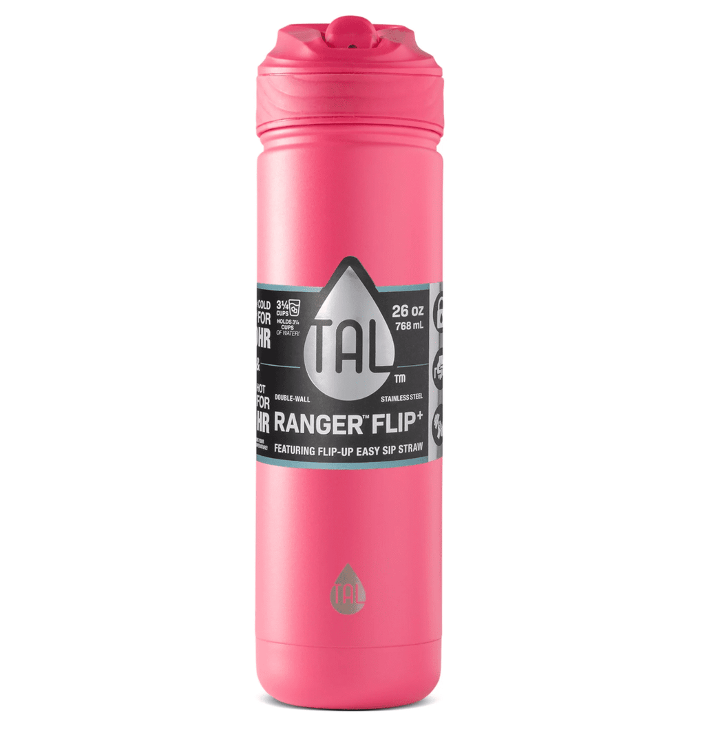 TAL 26oz Stainless Steel Ranger Water Bottle with Easy Sip Straw, Hot Pink