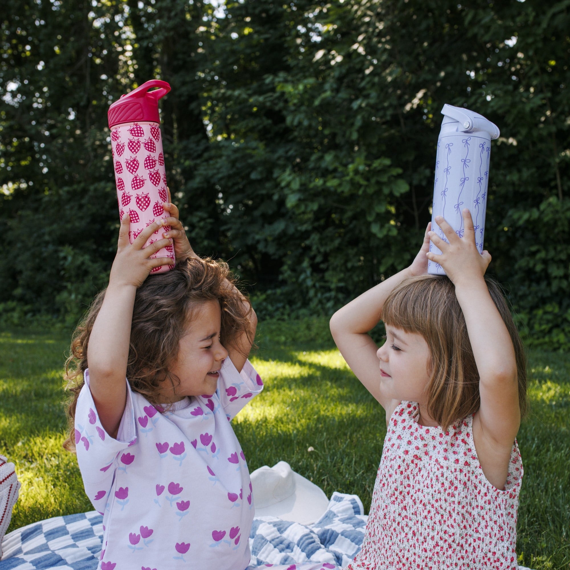 TAL 24oz Insulated Stainless Steel Water Bottle with 2-in-1 Straw & Chug Lid, Purple Bows