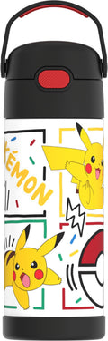 Thermos FUNtainer Pokemon Kids Insulated Water Bottle with Straw, 14oz Stainless Steel, Leak-Proof