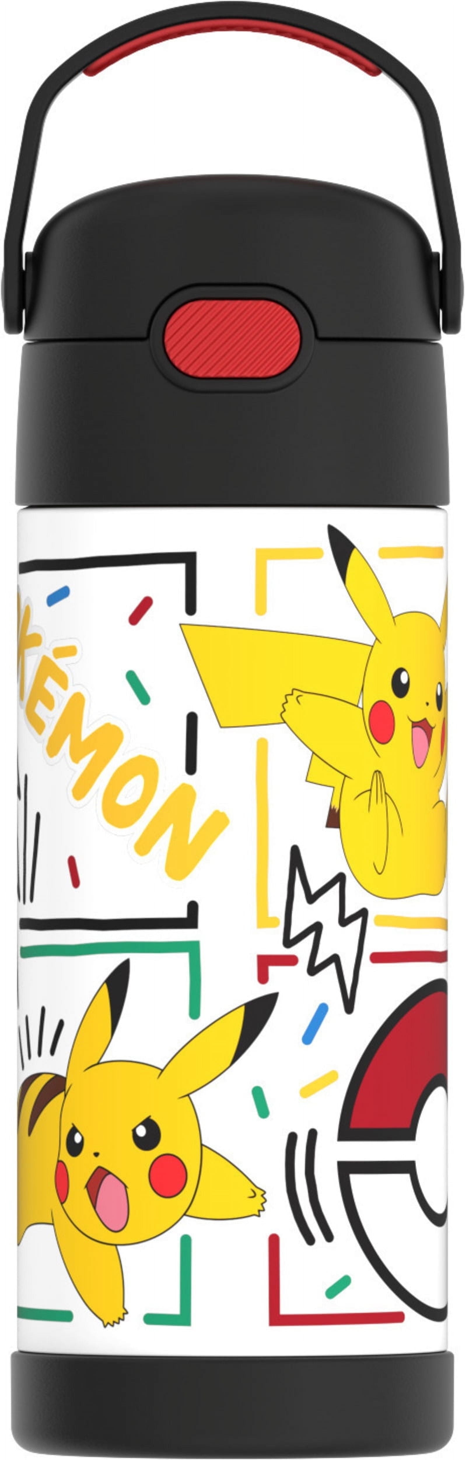Thermos FUNtainer Pokemon Kids Insulated Water Bottle with Straw, 14oz Stainless Steel, Leak-Proof