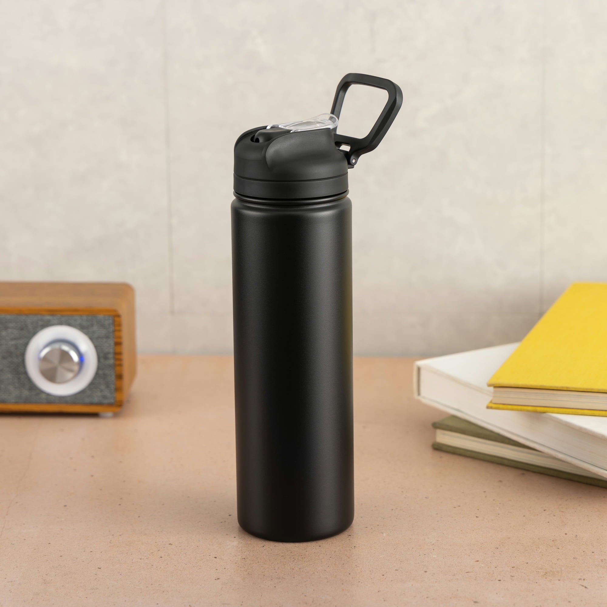Mainstays 24 oz Stainless Steel Sip Water Bottle, Black