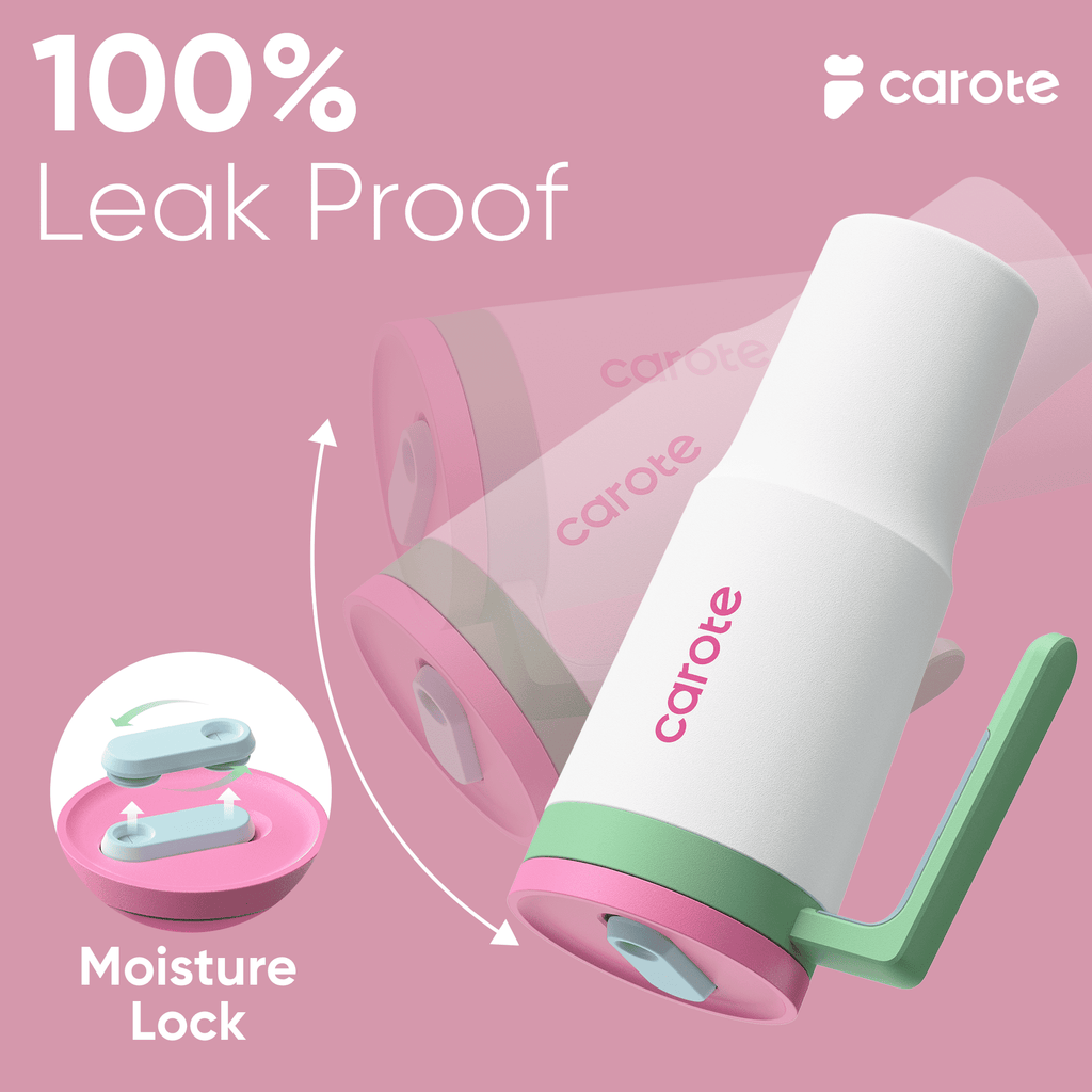 Carote 3pcs Insulated Stainless Steel Water Bottle Set, 40oz & 32oz Travel Bottles, Leak-Proof, Tumbler Style, Mint Berry