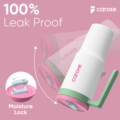 Carote 3pcs Insulated Stainless Steel Water Bottle Set, 40oz & 32oz Travel Bottles, Leak-Proof, Tumbler Style, Mint Berry